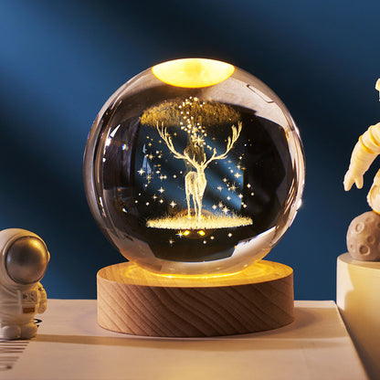 3D Crystal Planet Night Lamp – Starry Sky Projection Light