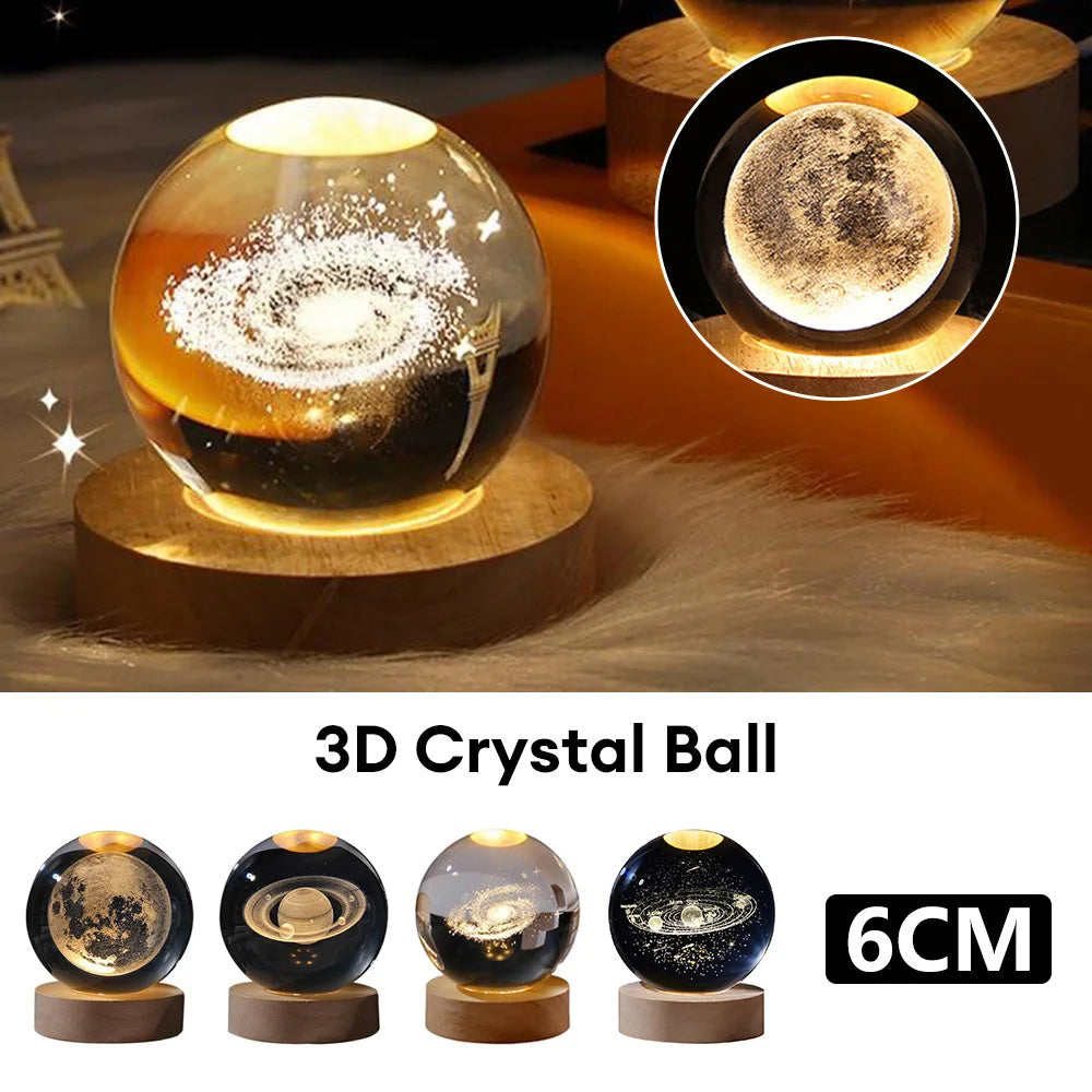 3D Crystal Planet Night Lamp – Starry Sky Projection Light