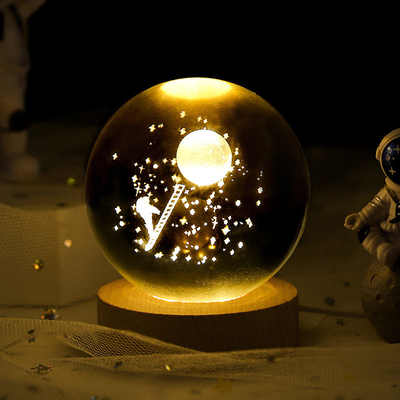 3D Crystal Planet Night Lamp – Starry Sky Projection Light